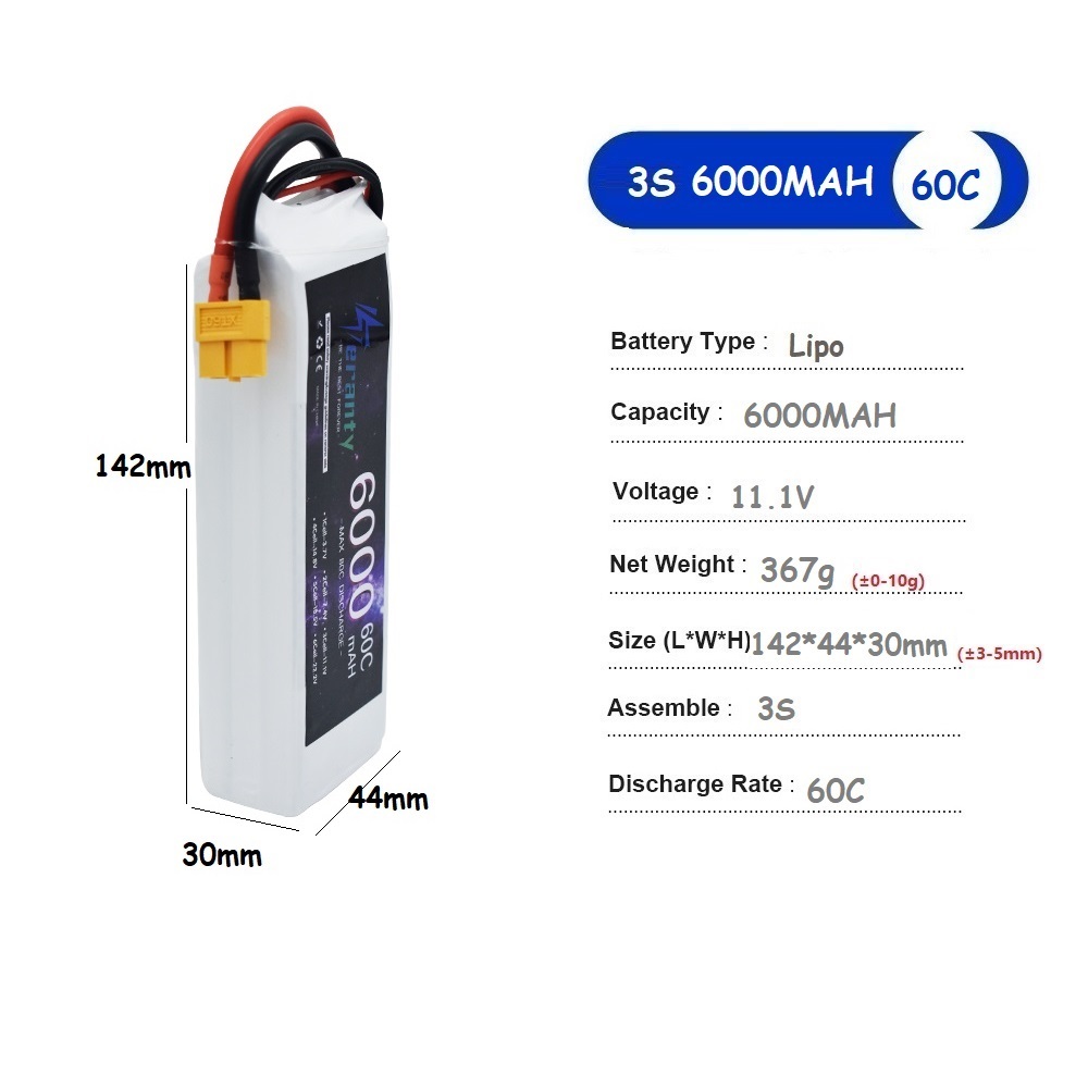 3S 11.1V 6000mAh 60C 6S 22.2V  - đánh giá và giá Drone Rc Truck